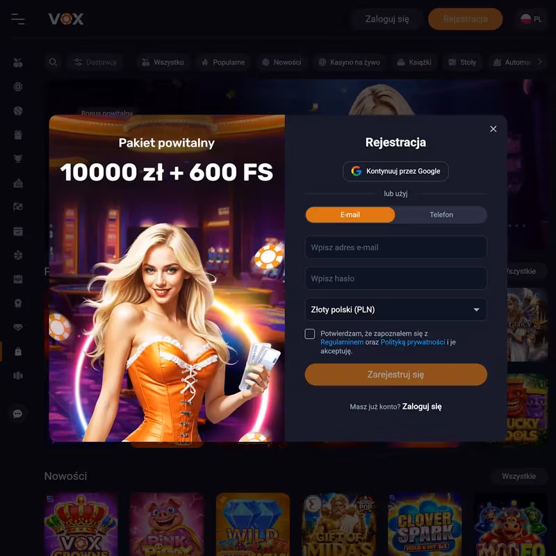 Szybkie metody rejestracji na oficjalnej stronie Vox Casino w Polsce